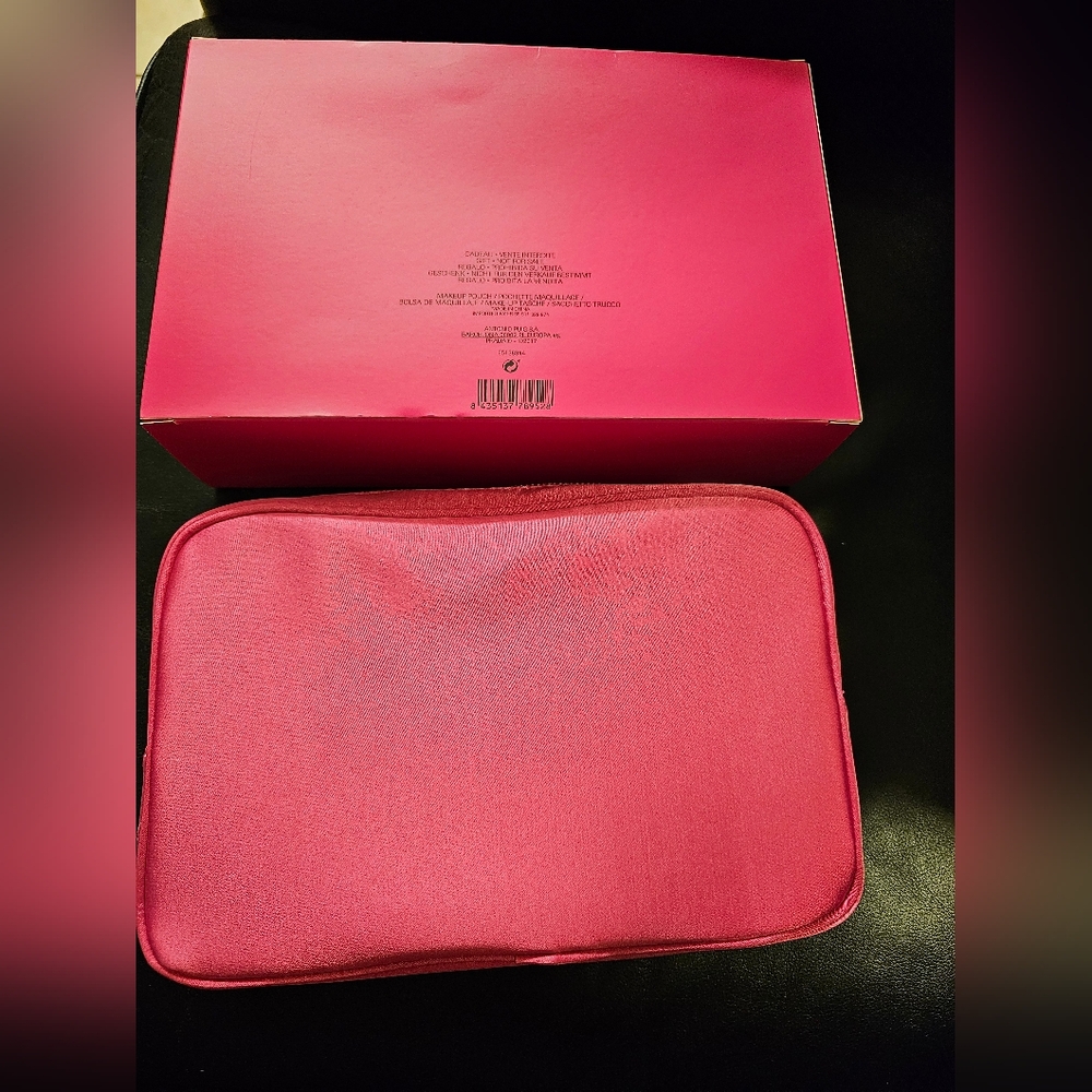 Prada Candy Pink Satin Cosmetic Bag w Box Travel Case New - Picture 6 of 12